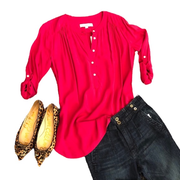 LOFT Long Sleeves Bright Pink Tunic NWT Women’s Size Small - Picture 2 of 8